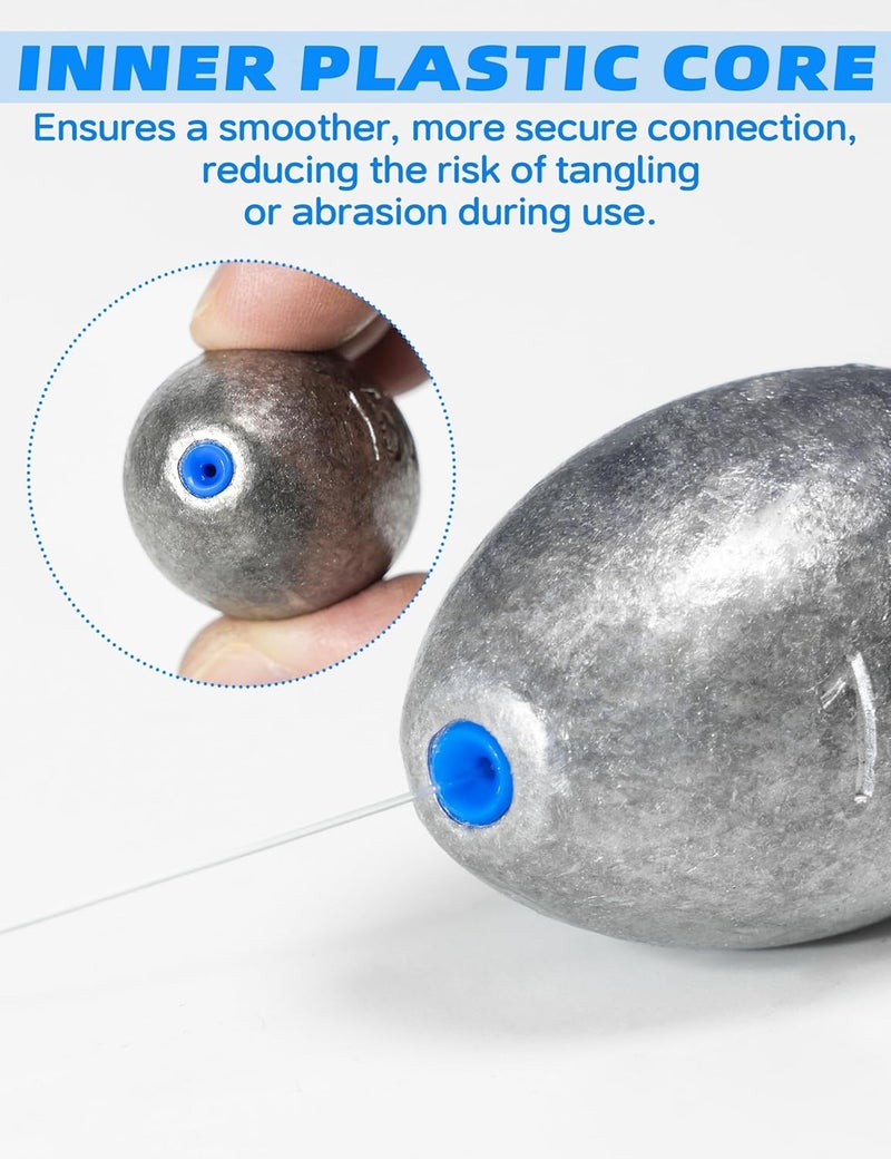 BLUEWING Egg Sinkers Fishing Weights Oval Shaped Fishing Sinkers Lead Fishing Sinker for Saltwater Fishing，1/8 oz to 7 oz - Image 3